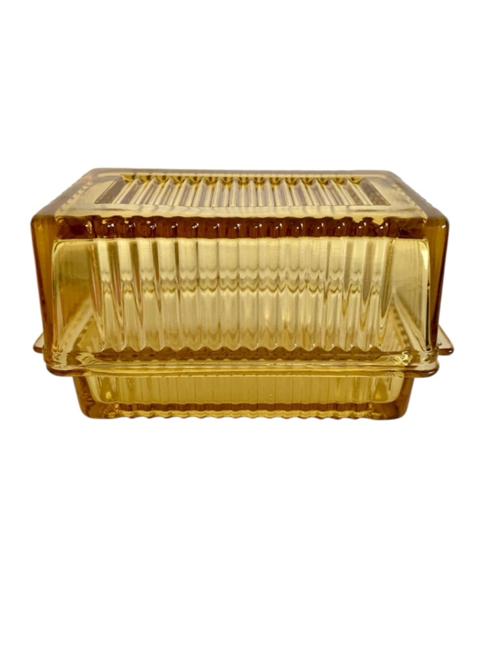 Vintage Federal Glass covered butter dish